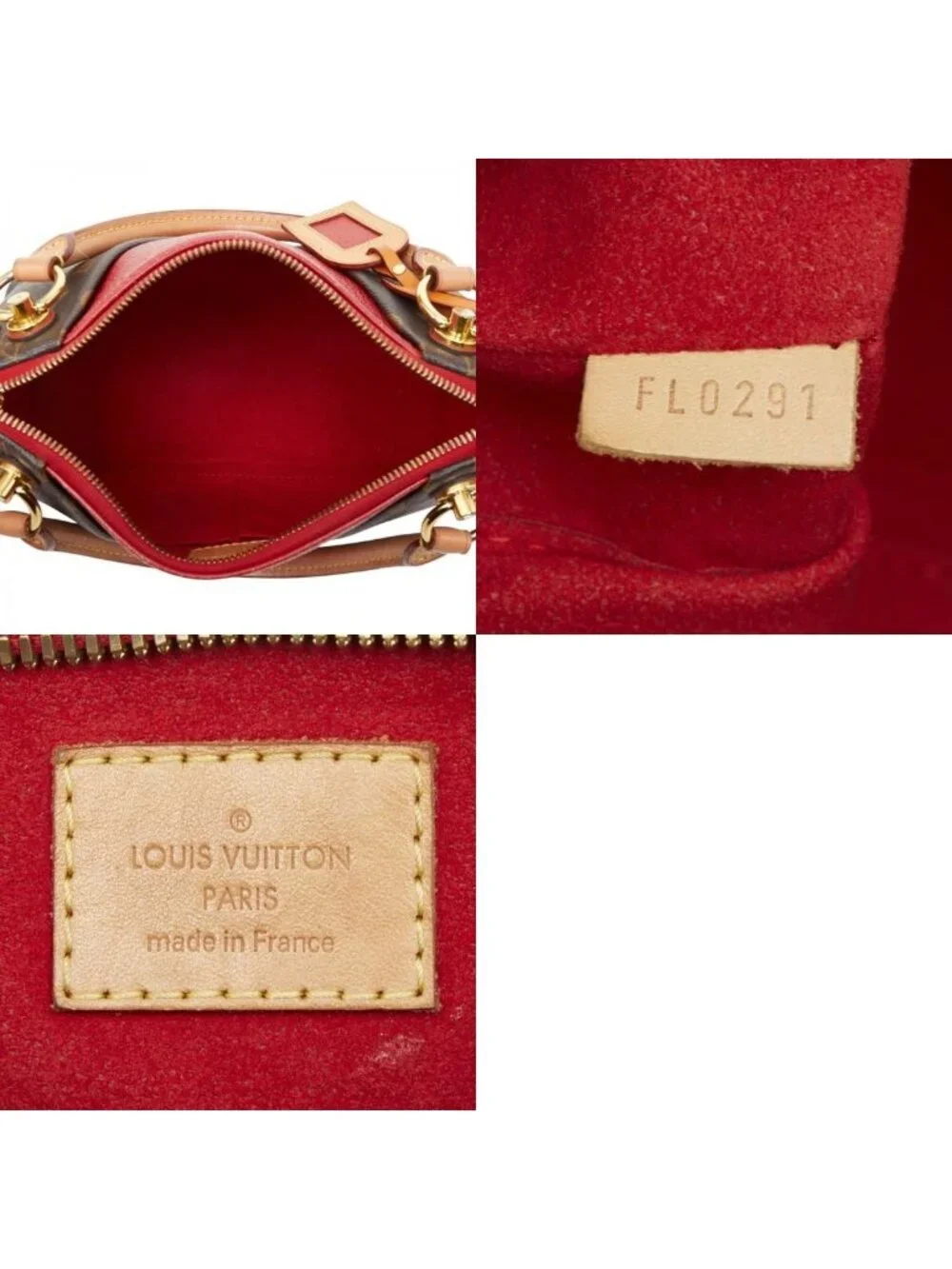 Louis Vuitton Monogram Tote BB 2-Way Shoulder Bag Cerise Red Brown Leather